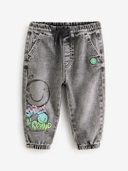 Black Denim 100% Cotton Graffiti Print Jeans (3mths-7yrs) - Image 5 of 8