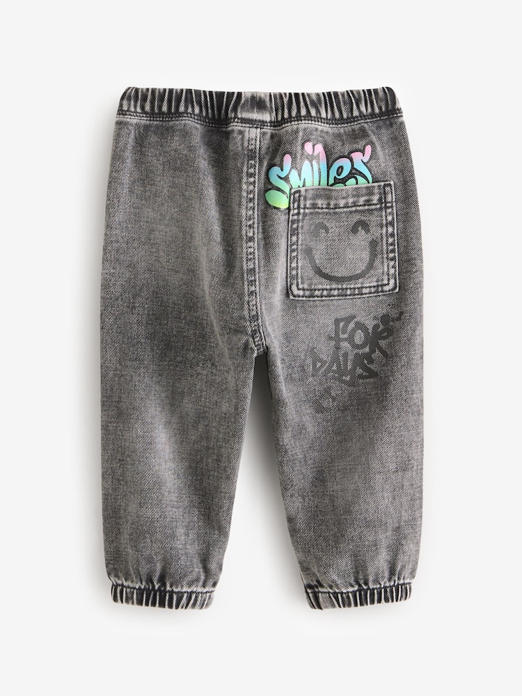 Black Denim 100% Cotton Graffiti Print Jeans (3mths-7yrs) - Image 6 of 8