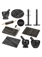 Interiors by Premier Black Marble Rolling Pin - Image 2 of 2