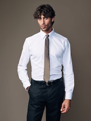 White/Bronze Brown Slim Fit Shirt And Tie Pack - Image 1 of 10