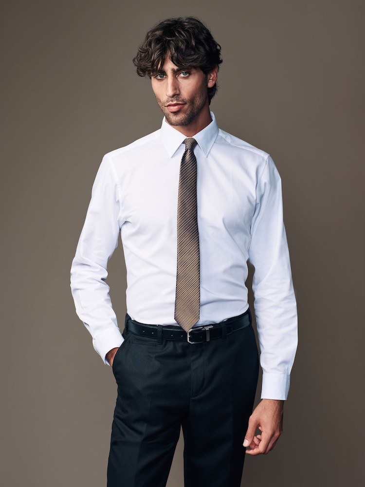 White/Bronze Brown Slim Fit Shirt And Tie Pack - Image 1 of 10