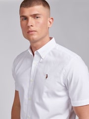 U.S. Polo Assn. White Mens Short Sleeve Oxford 100% Cotton Shirt - Image 2 of 6