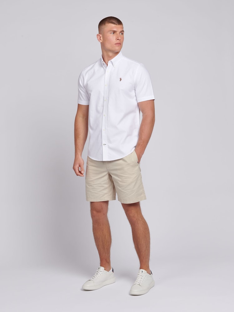 U.S. Polo Assn. White Mens Short Sleeve Oxford 100% Cotton Shirt - Image 3 of 6