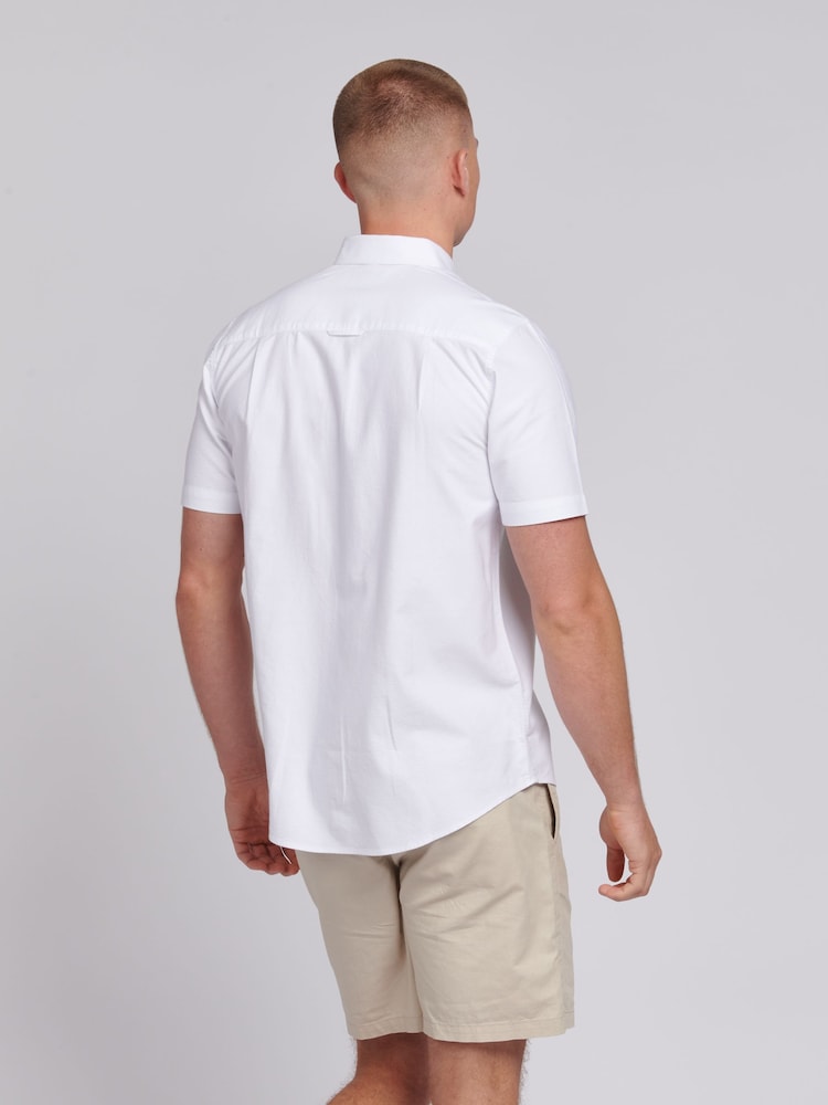 U.S. Polo Assn. White Mens Short Sleeve Oxford 100% Cotton Shirt - Image 4 of 6