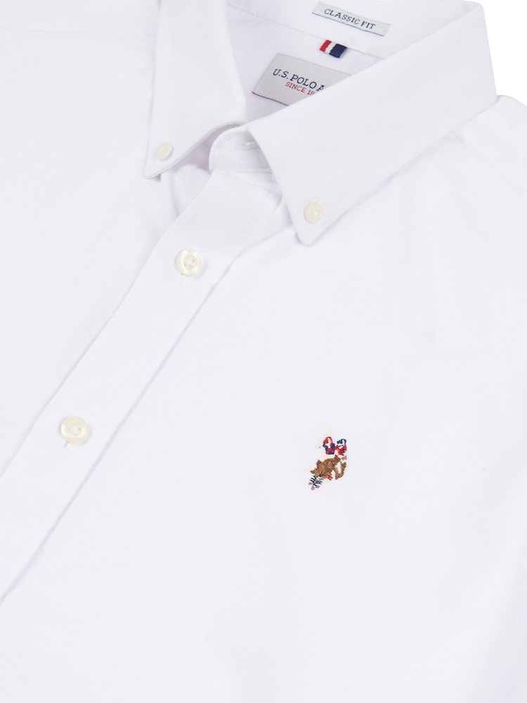 U.S. Polo Assn. White Mens Short Sleeve Oxford 100% Cotton Shirt - Image 6 of 6