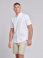 U.S. Polo Assn. White Mens Short Sleeve Oxford 100% Cotton Shirt - Image 8 of 9