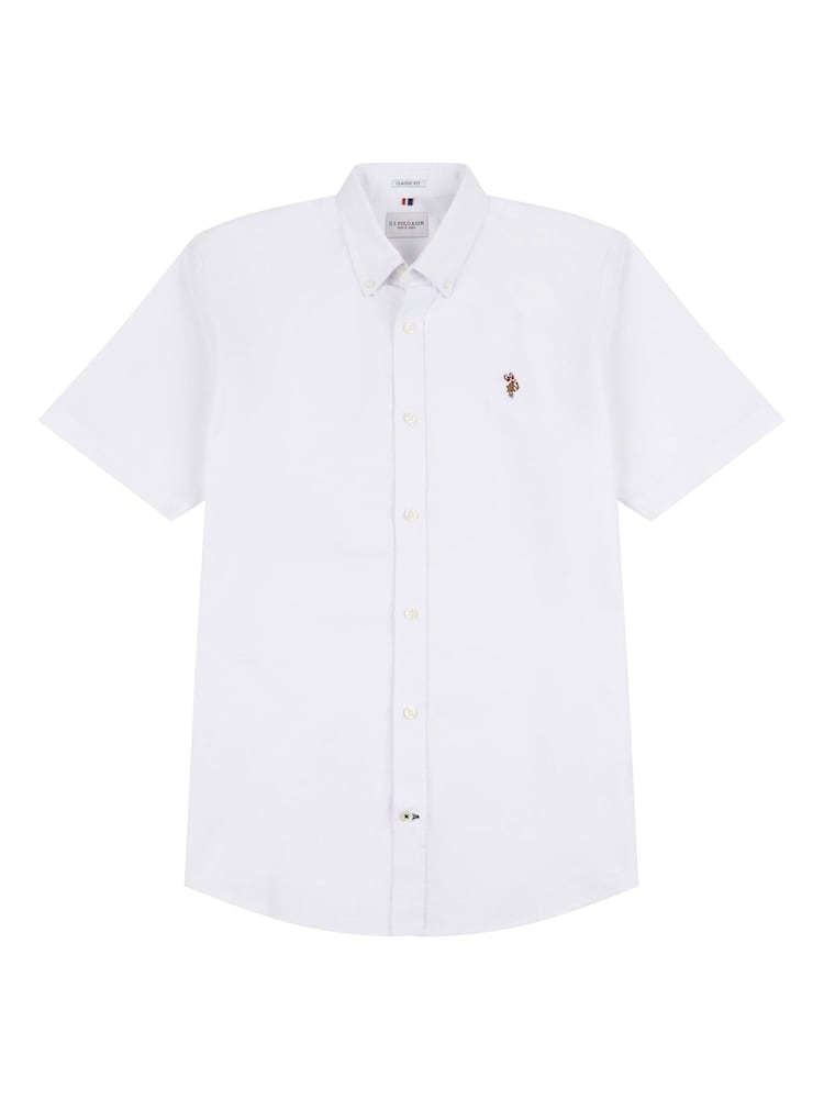U.S. Polo Assn. White Mens Short Sleeve Oxford 100% Cotton Shirt - Image 9 of 9