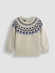 JoJo Maman Bébé Grey Marl Nordic Jumper - Image 1 of 3
