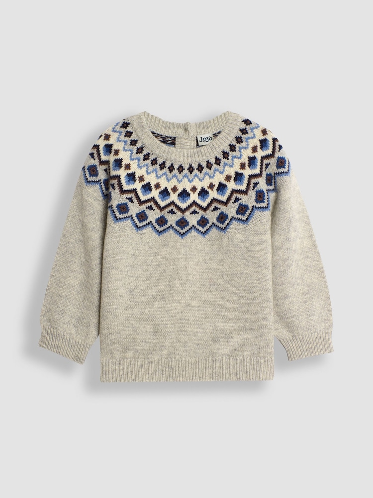 JoJo Maman Bébé Grey Marl Nordic Jumper - Image 1 of 3