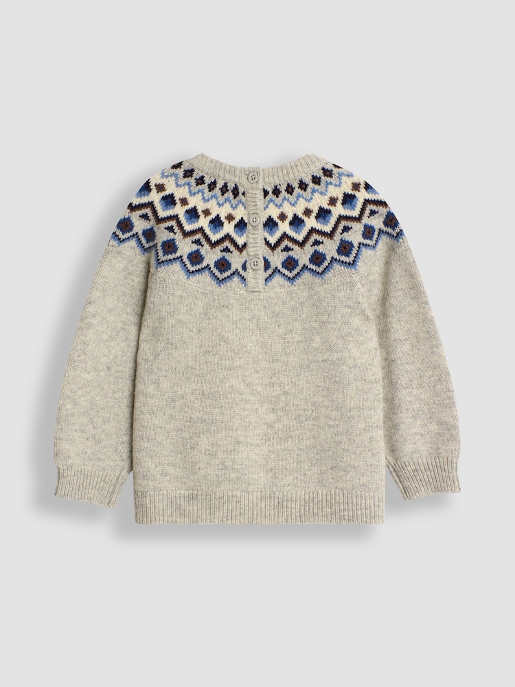 JoJo Maman Bébé Grey Marl Nordic Jumper - Image 2 of 3