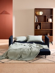 MADE.COM Midnight Navy Blue Velvet Haru 2 Seater Sofa Bed - Image 2 of 6