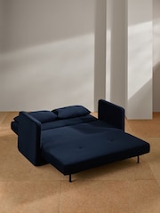 MADE.COM Midnight Navy Blue Velvet Haru 2 Seater Sofa Bed - Image 4 of 6