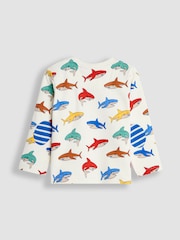 Ecru mit Haifisch-Print und Streifen - JoJo Maman Bébé Long Sleeve 2-Pack Tops - Bild 3 von 5