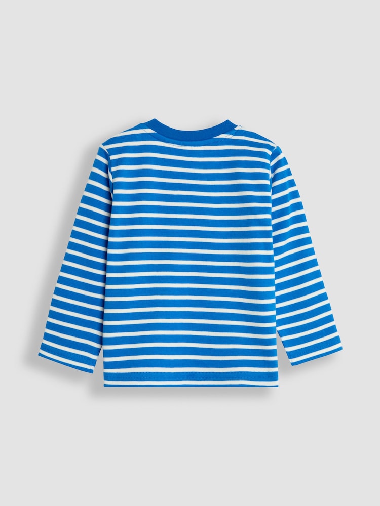 Ecru mit Haifisch-Print und Streifen - JoJo Maman Bébé Long Sleeve 2-Pack Tops - Bild 5 von 5