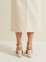 Phase Eight Cream Leather Double Strap Block Heel Sandals - Image 2 of 4