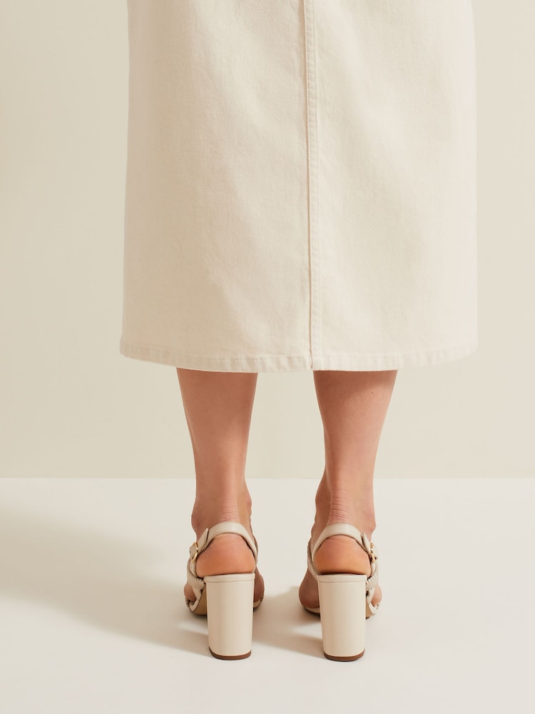 Phase Eight Cream Leather Double Strap Block Heel Sandals - Image 2 of 4