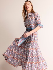 Boden Blue Flo Cotton Midi Shirt Dress - Image 2 of 6