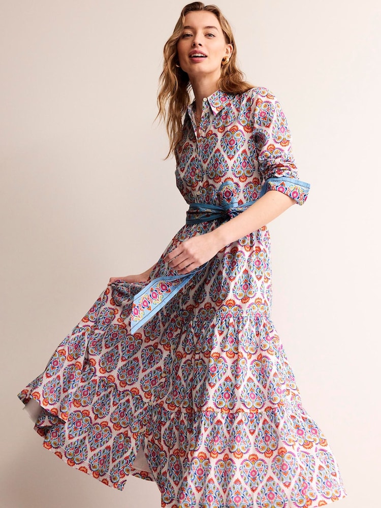 Boden Blue Flo Cotton Midi Shirt Dress - Image 2 of 6