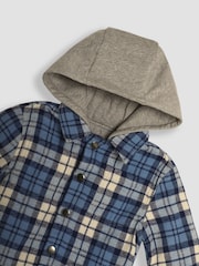 JoJo Maman Bébé Denim Check Hooded Shacket - Image 3 of 3