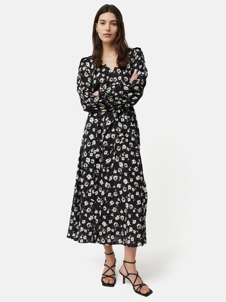 Jigsaw Grunge Floral Belted Black Dress - Image 1 of 3 Jigsaw Grunge Floral Belted Black Dress - Image 1 of 3