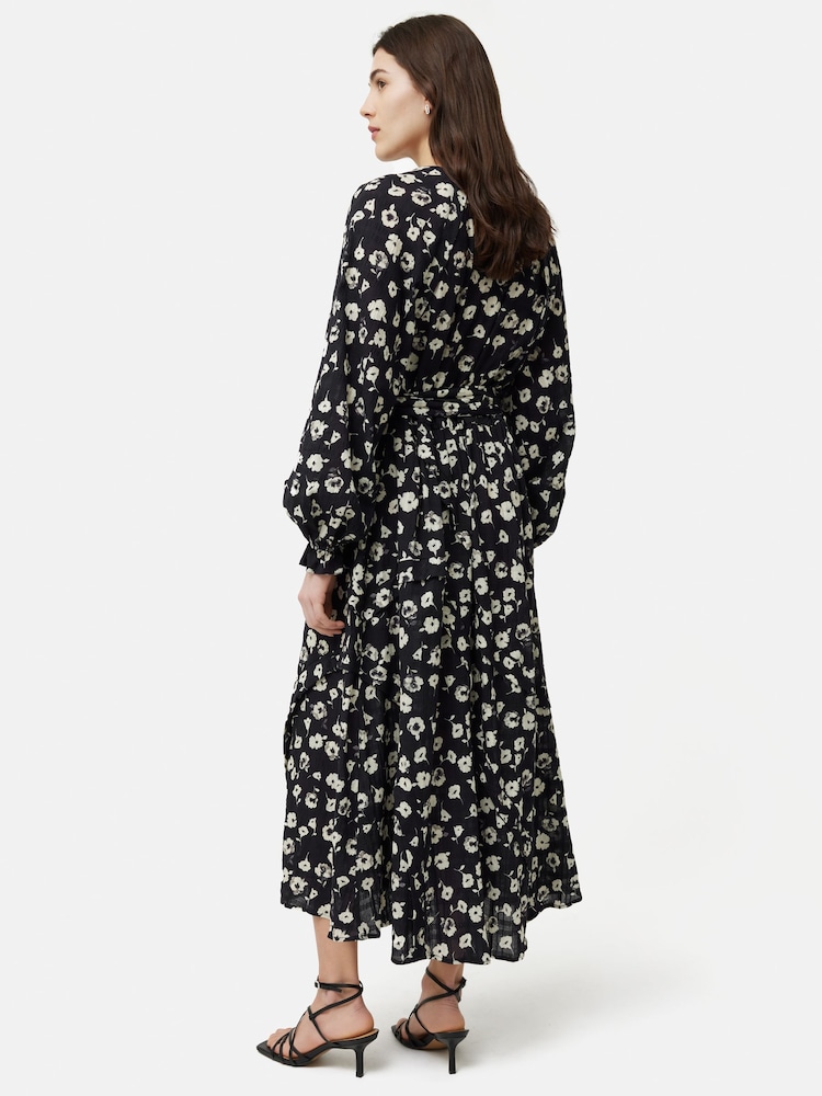 Jigsaw Grunge Floral Belted Black Dress - Image 3 of 3