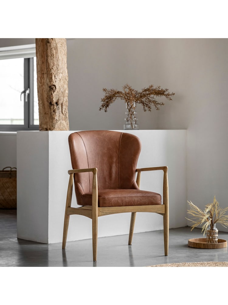 Gallery Home Antique Brown Codie Leather Armchair - Image 2 of 6