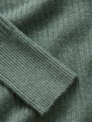 Green Khaki High Roll Neck Rib Knitted Jumper with Wool - Image 6 of 7