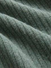 Green Khaki High Roll Neck Rib Knitted Jumper with Wool - Image 7 of 7