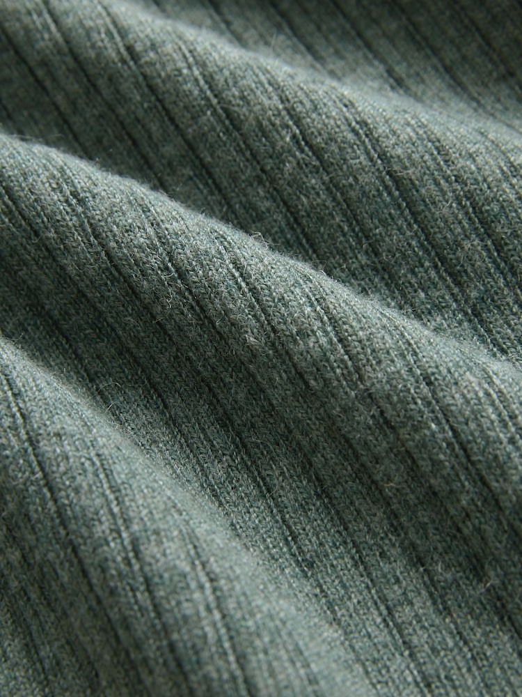 Green Khaki High Roll Neck Rib Knitted Jumper with Wool - Image 7 of 7