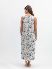 Nora Rose Crane Print Long Jersey Nightdress - 圖片 3，共 4