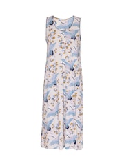 Nora Rose Crane Print Long Jersey Nightdress - 圖片 4，共 4