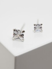 Simply Silver Silver Cubic Zirconia Square Stud Earrings - Image 2 of 3