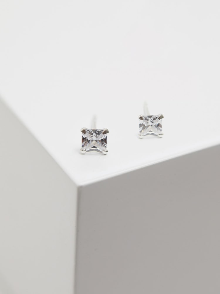 Simply Silver Silver Cubic Zirconia Square Stud Earrings - Image 3 of 3