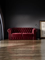 Jay-Be Luxe Velvet Shiraz Red Chesterfield 3 Seater Sofa Bed - Image 1 of 6