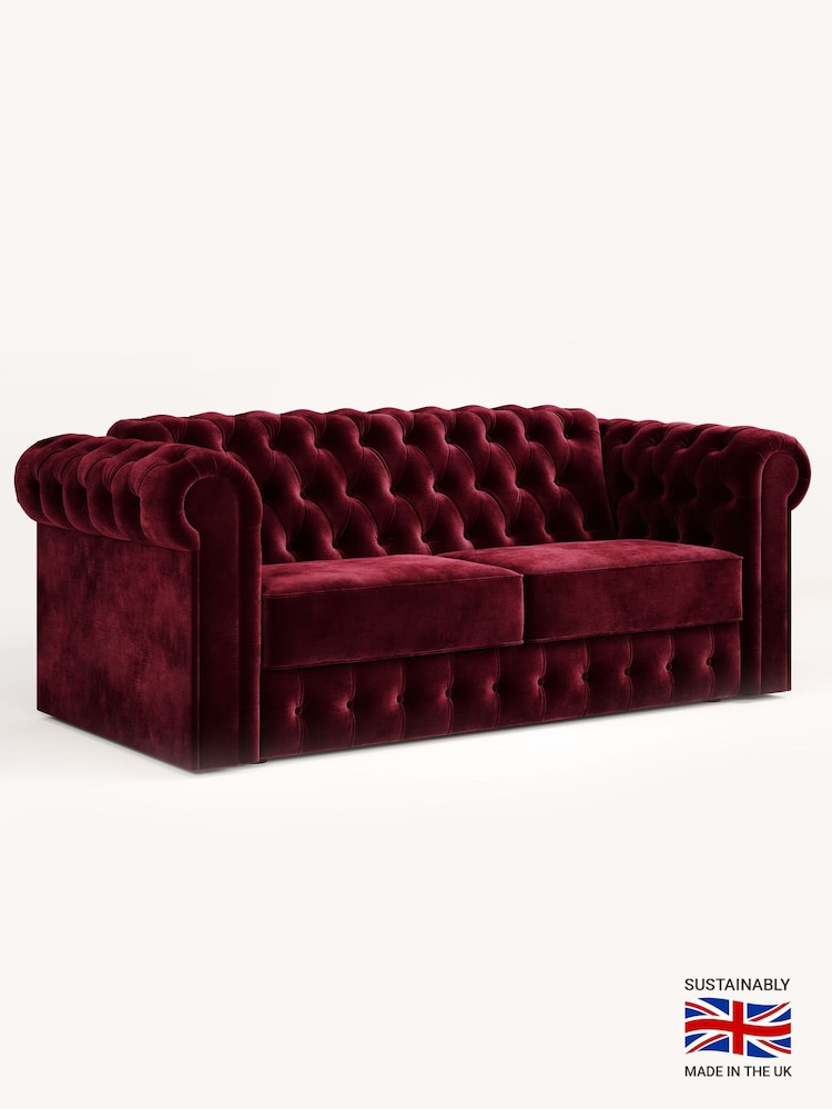 Jay-Be Luxe Velvet Shiraz Red Chesterfield 3 Seater Sofa Bed - Image 2 of 6