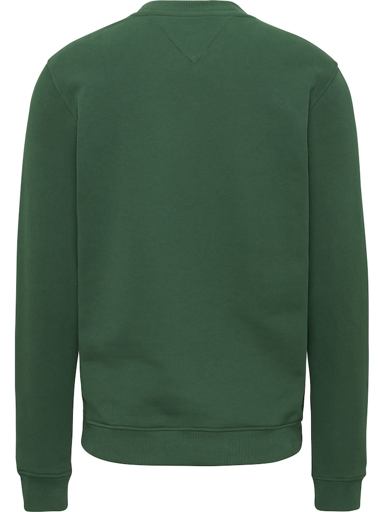 Tommy Jeans Green Regular Badge Crew Neck 100% Cottton Sweatshirt - Image 2 of 3