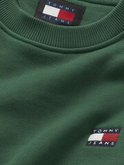 Tommy Jeans Green Regular Badge Crew Neck 100% Cottton Sweatshirt - Image 3 of 3