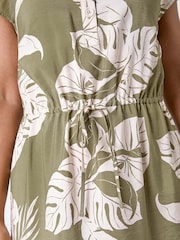 Roman Green Tropical Print Shirt Dress - Image 5 of 5