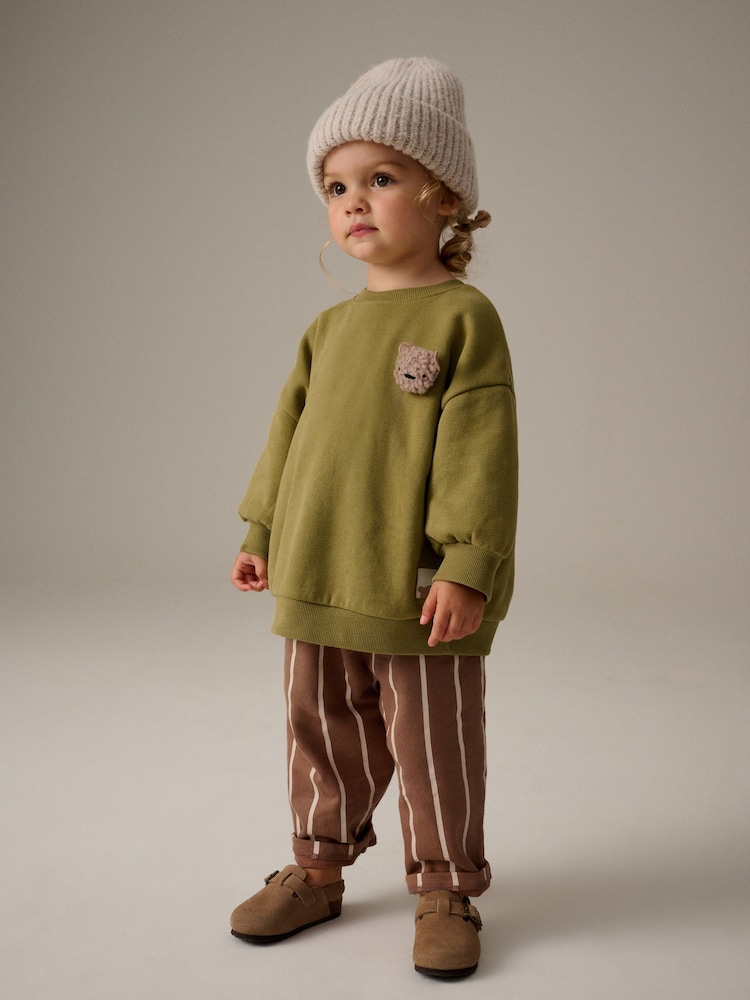 Green Sweatshirt and Barrel Leg 100% Cotton Joggers Set (3mths-7yrs) - Image 2 of 10