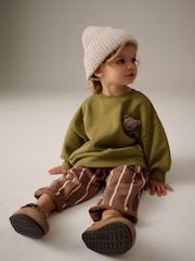 Green Sweatshirt and Barrel Leg 100% Cotton Joggers Set (3mths-7yrs) - Image 3 of 10