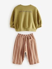 Green Sweatshirt and Barrel Leg 100% Cotton Joggers Set (3mths-7yrs) - Image 8 of 10