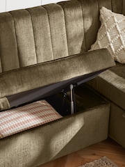Plush Chenille Moss Green Anderson Storage Right Hand Dining Bench - Image 7 of 14