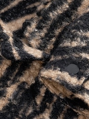 Neutral Borg Zebra Print Fleece Shacket - Image 6 of 7