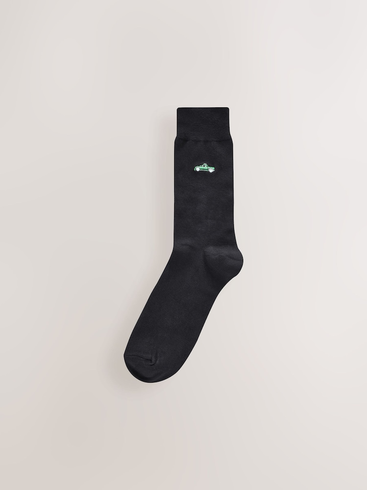 Black Cars Fun Embroidered Socks 5 Pack - Image 5 of 8