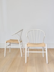 Jasper Conran London Set of 2 White Bray Dining Chairs - Image 2 of 7
