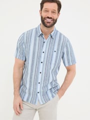 FatFace Ventnor Blue Variegated Stripe Shirt - Image 4 of 9