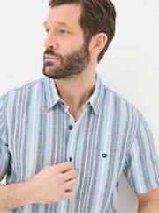 FatFace Ventnor Blue Variegated Stripe Shirt - Image 7 of 9