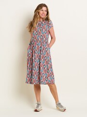 Brakeburn Red 100% Cotton Millie Midi Dress - Image 3 of 4