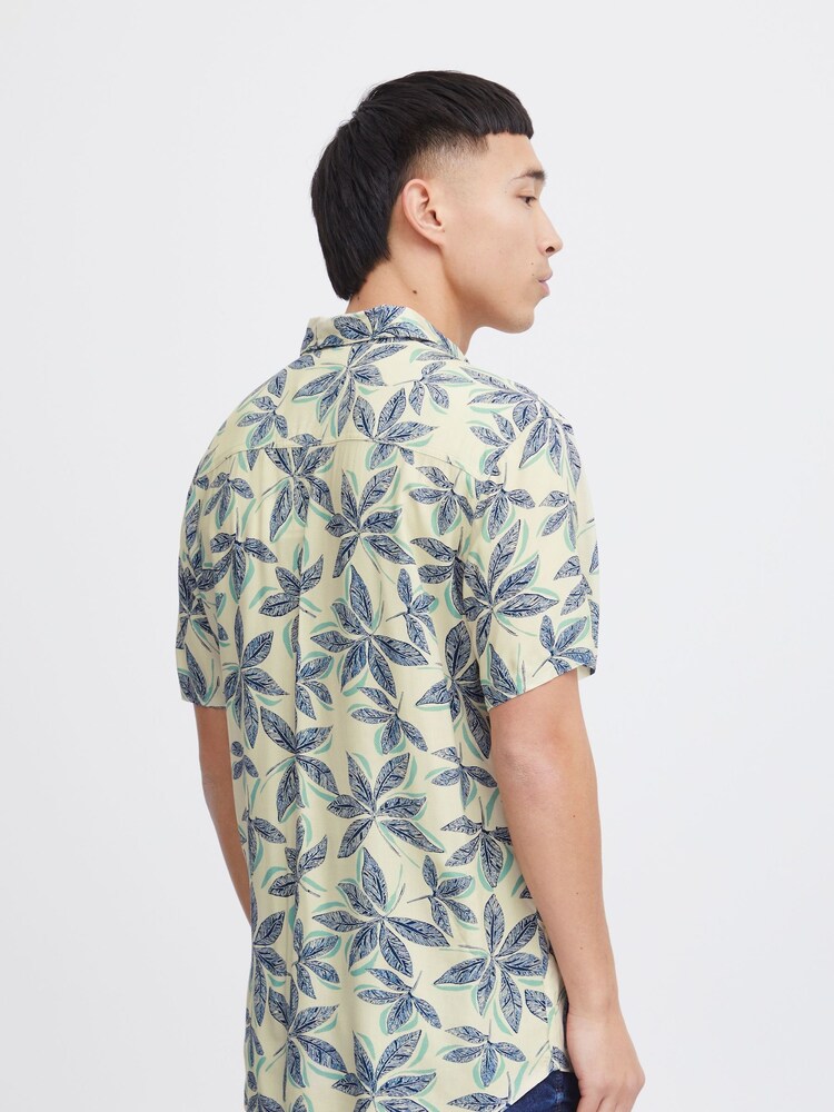 Blend Cream Leaf Print Short Sleeve Shirt - Image 2 of 5