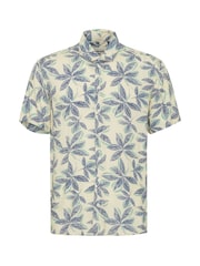 Blend Cream Leaf Print Short Sleeve Shirt - Image 5 of 5